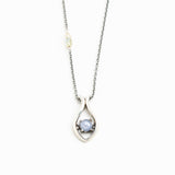 Silver fish shape necklace and cabochon star blue sapphire at the center with aquamarine beads secondary on oxidized sterling silver chain - Metal Studio Jewelry