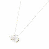 Oval cut lightly coloured raw druzy pendant necklace with silver chain - Metal Studio Jewelry