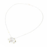 Oval cut lightly coloured raw druzy pendant necklace with silver chain - Metal Studio Jewelry