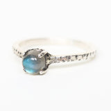 Labradorite ring with textured sterling silver band - Metal Studio Jewelry