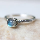 Labradorite ring with textured sterling silver band - Metal Studio Jewelry