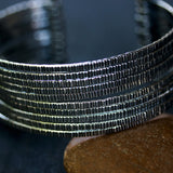 Engraving oxidized sterling silver stack cuff bracelet - Metal Studio Jewelry