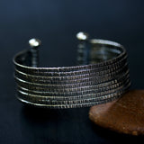 Engraving oxidized sterling silver stack cuff bracelet - Metal Studio Jewelry