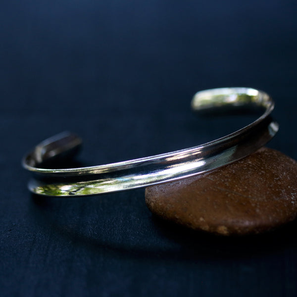 Modern simple cuff men bracelet sterling silver - Metal Studio Jewelry