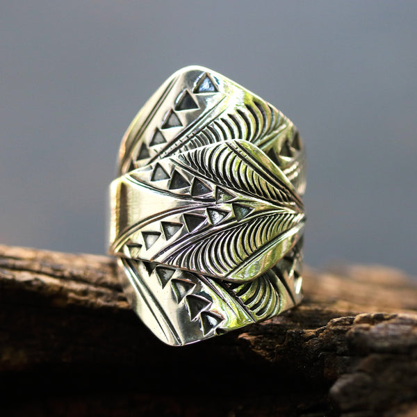 adjustable silver ring, silver ring, sterling ring, wrap ring, engraved ring, simple ring, boho ring, boho jewellery - Metal Studio Jewelry