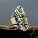 adjustable silver ring, silver ring, sterling ring, wrap ring, engraved ring, simple ring, boho ring, boho jewellery - Metal Studio Jewelry