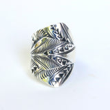 adjustable silver ring, silver ring, sterling ring, wrap ring, engraved ring, simple ring, boho ring, boho jewellery - Metal Studio Jewelry