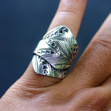 adjustable silver ring, silver ring, sterling ring, wrap ring, engraved ring, simple ring, boho ring, boho jewellery - Metal Studio Jewelry