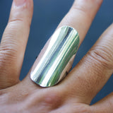 Silver ring, adjustable ring, sterling silver ring, personalized ring, large silver ring, shield ring, statement ring, simple ring - Metal Studio Jewelry