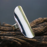 Silver ring, adjustable ring, sterling silver ring, personalized ring, large silver ring, shield ring, statement ring, simple ring - Metal Studio Jewelry