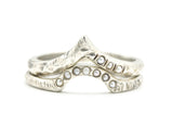 Silver hammer texture design band ring with tiny 3 freshwater pearls set with silver hammer texture band ring with tiny 7 freshwater pearls