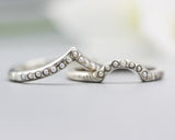 Silver hammer texture design band ring with tiny 15 freshwater pearls set with silve line texture design band ring with tiny 7 pearls