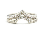 Silver hammer texture design band ring with tiny 15 freshwater pearls set with silve line texture design band ring with tiny 7 pearls