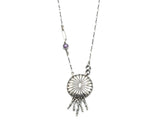 Sterling silver circle flower modern design engraving pendant necklace