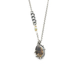 Autumn forest dendritic quartz pendant necklace in sterling silver prongs setting with sterling silver chain