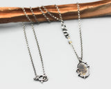 Autumn forest dendritic quartz pendant necklace in sterling silver prongs setting with sterling silver chain