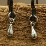 Earrings Silver teardrop with sterling silver oxidized hooks - Metal Studio Jewelry