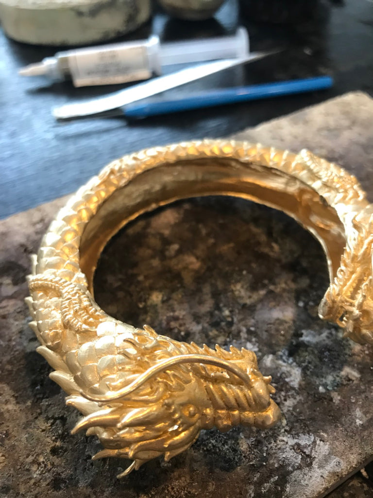 Stunning 20k gold dragon bangle for men :