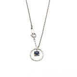 Oval blue kyanite pendant necklace and circle shape hoop with sterling silver chain