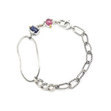 Handcrafted bracelet blue sapphire with delicate pink sapphire accents on a sterling silver chain
