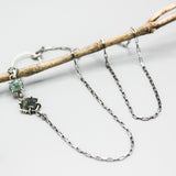 Square Moss agate pendant necklace with green kyanite gemstone on sterling silver chain