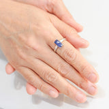 Rectangle faceted blue Kyanite ring in silver bezel setting with sterling silver high polished band