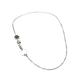 Square Moss agate pendant necklace with green kyanite gemstone on sterling silver chain