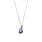 Natural Blue kyanite gemstone pendant necklace with sapphire on oxidized sterling silver chain