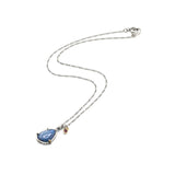 Natural Blue kyanite gemstone pendant necklace with sapphire on oxidized sterling silver chain
