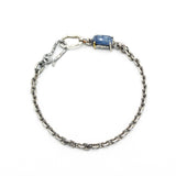 Bracelet rectangle faceted blue kyanite with oxidized sterling silver chain