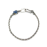 Bracelet oval faceted blue kyanite with oxidized sterling silver chain