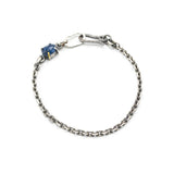 Bracelet oval faceted blue kyanite with oxidized sterling silver chain