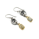 Sterling silver ear shape earrings with Labradorite gemstone on hooks style design