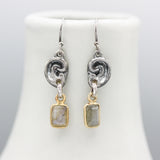 Sterling silver ear shape earrings with Labradorite gemstone on hooks style design