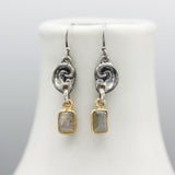 Sterling silver ear shape earrings with Labradorite gemstone on hooks style design