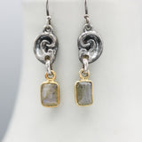 Sterling silver ear shape earrings with Labradorite gemstone on hooks style design