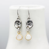 Sterling silver ear shape earrings with Moonstone gemstone on hooks style design