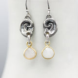 Sterling silver ear shape earrings with Moonstone gemstone on hooks style design