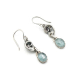 Sterling silver ear shape earrings with paraiba kyanite gemstone on hooks style design