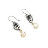 Sterling silver ear shape earrings with Moonstone gemstone on hooks style design