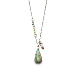 Teardrop Turquoise pendant necklace in silver bezel setting with sterling silver chain