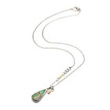 Teardrop Turquoise pendant necklace in silver bezel setting with sterling silver chain