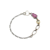 Pink sapphire pendant bracelet with agate gemstone on sterling silver chain