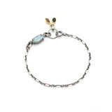 Marquise faceted Labradorite bracelet in silver bezel and prongs setting on sterling silver oxidized chain