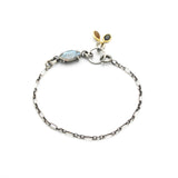 Marquise faceted Labradorite bracelet in silver bezel and prongs setting on sterling silver oxidized chain