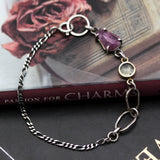 Pink sapphire pendant bracelet with agate gemstone on sterling silver chain