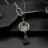 Silver Evil eyes pendant necklace with Labradorite gemstone