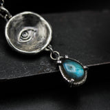 Silver Evil eyes pendant necklace with Labradorite gemstone