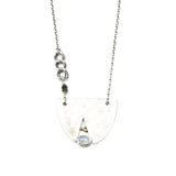 Sterling silver semi oval shape pendant necklace with moonstone gemstone on sterling silver chain