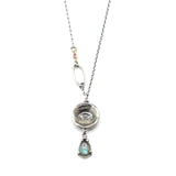 Silver Evil eyes pendant necklace with Labradorite gemstone